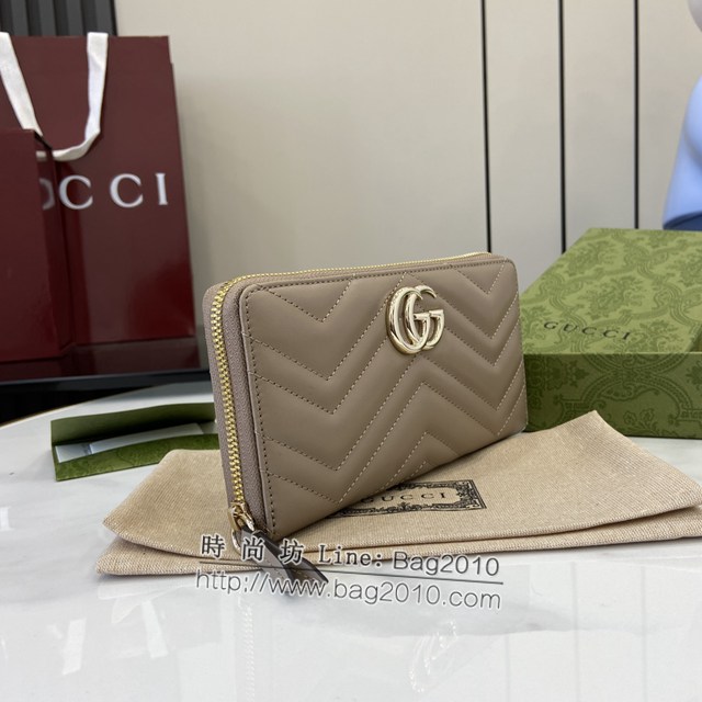 Gucci專櫃古馳最新款Marmont系列絎縫拉鏈長錢包 jh2366型號：443123